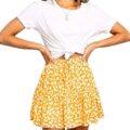 Women High Waist Summer Mini Skirt Chiffon Floral Skirt