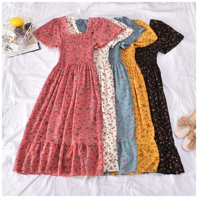 Fall winter fashion casual elegant printed elastic short sleeve dress