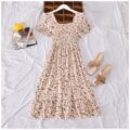 Fall winter fashion casual elegant printed elastic short sleeve dress - Image 2
