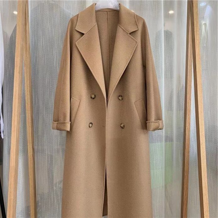 Ladies Casual Cashmere Wool Full Length Fall Winter Coat