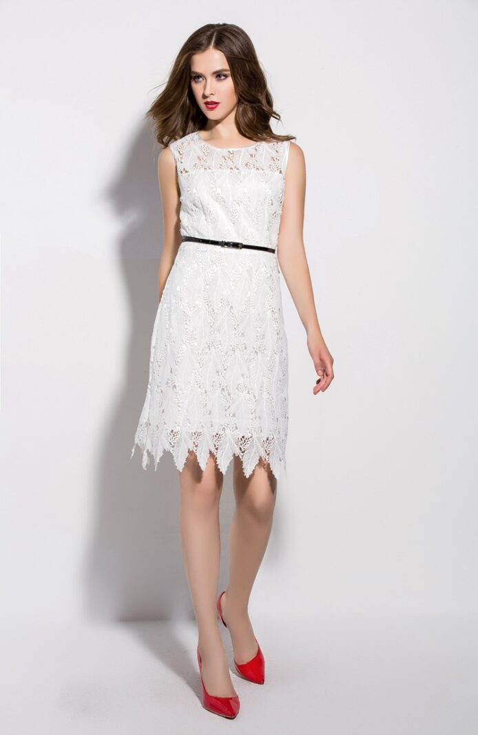 White chiffon summer casual dress