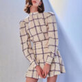 Bodycon Ropa Casual Plaid Long Sleeve Asymmetric Mini Casual Dress