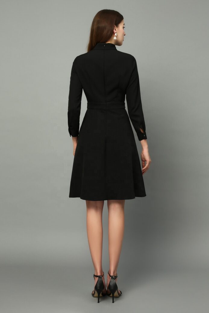 Fall black dresses with long sleeve medium length Dress - Image 3