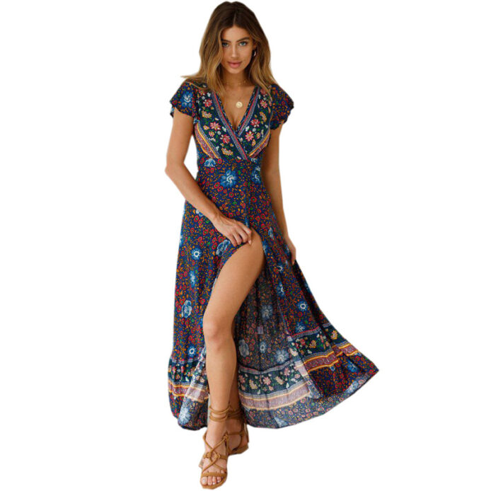 Women Summer Bohemian Off Shoulder Party Cocktail Dresses - Image 4