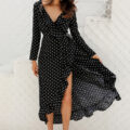 Elegant dress women V-neck chiffon long sleeve - Image 4