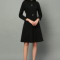 Fall black dresses with long sleeve medium length Dress - Image 2