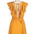 Slash neck Mini Short sleeve ruffle skirt dress - Image 2