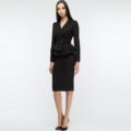 Long Sleeve V-neck Knee Length skirt Office Suit - Image 2