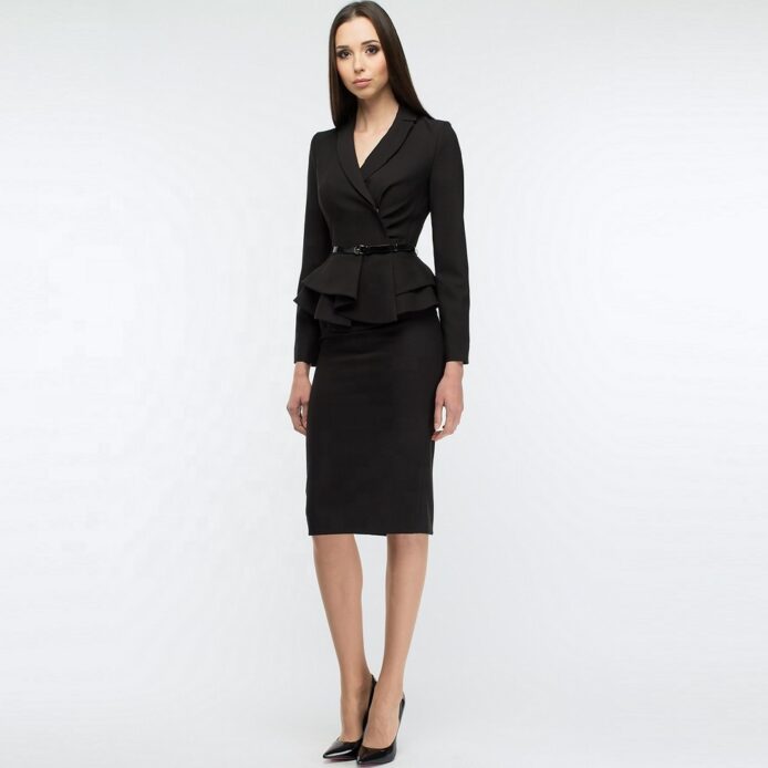 Long Sleeve V-neck Knee Length skirt Office Suit - Image 2