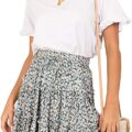Women High Waist Summer Mini Skirt Chiffon Floral Skirt - Image 3