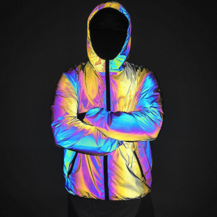 man winter hooded streetwears rainbow color