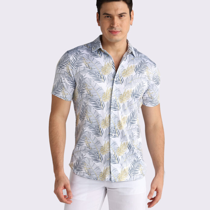 mens short sleeve button down with moisture wicking fabric