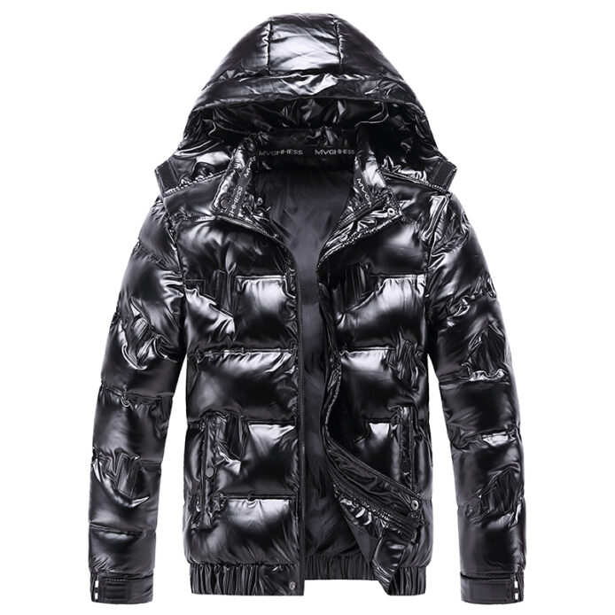 Warm Winter Outdoor Coats Mens Shiny Puffer Parka Jackets