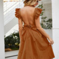 Sweet Suede FlouncesA-Line Slim Short Ruffles sleeve - Image 2