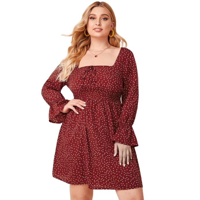 Long Sleeve Mini Plus Size Floral Casual Dress - Image 3