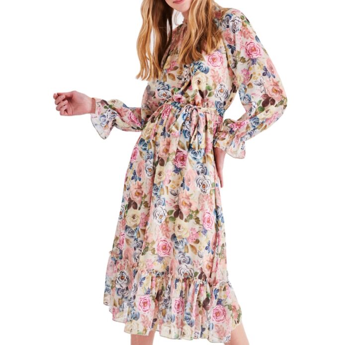 Flower Pattern Chiffon Dress