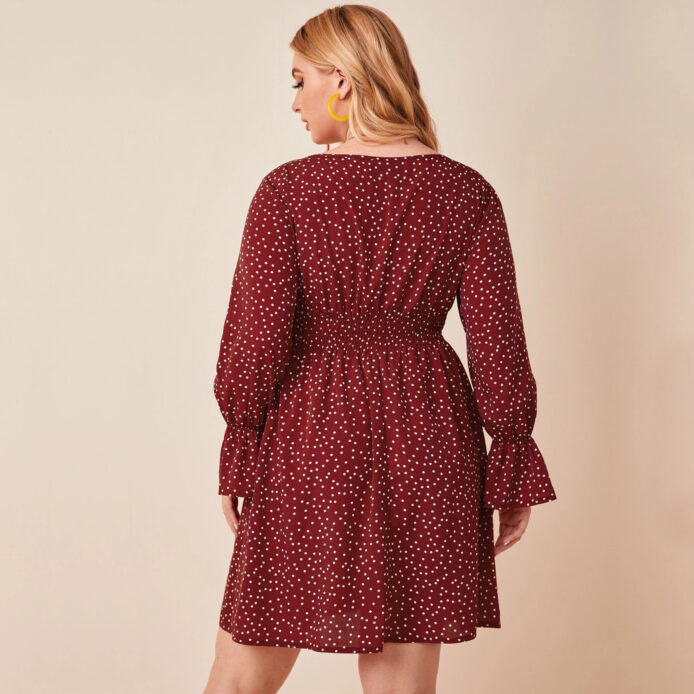 Long Sleeve Mini Plus Size Floral Casual Dress - Image 4