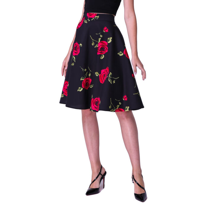 Printed Above knee High Waist Wholesale Women Circle Skirts