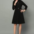 Fall black dresses with long sleeve medium length Dress