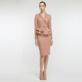 Long Sleeve V-neck Knee Length skirt Office Suit - Image 3