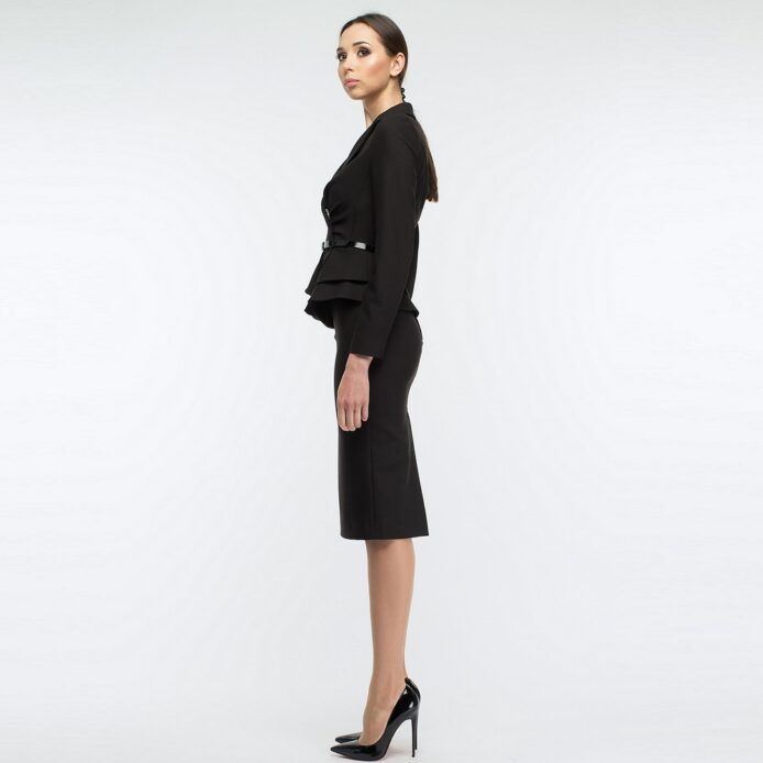 Long Sleeve V-neck Knee Length skirt Office Suit - Image 4