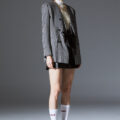 Oversize Houndstooth Fabric Buttoned Women Blazer Suit - Image 4